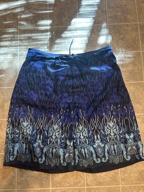 Blue and Purple Patterned Swim Trunks